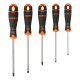 BahcoFit Slotted/Pozidriv Screwdriver Set with Rubber Grip - 5 Pcs