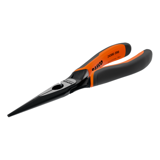 ERGO™ Long Snipe Nose Plier with Self-Opening Dual-Component Handles and Phosphate Finish